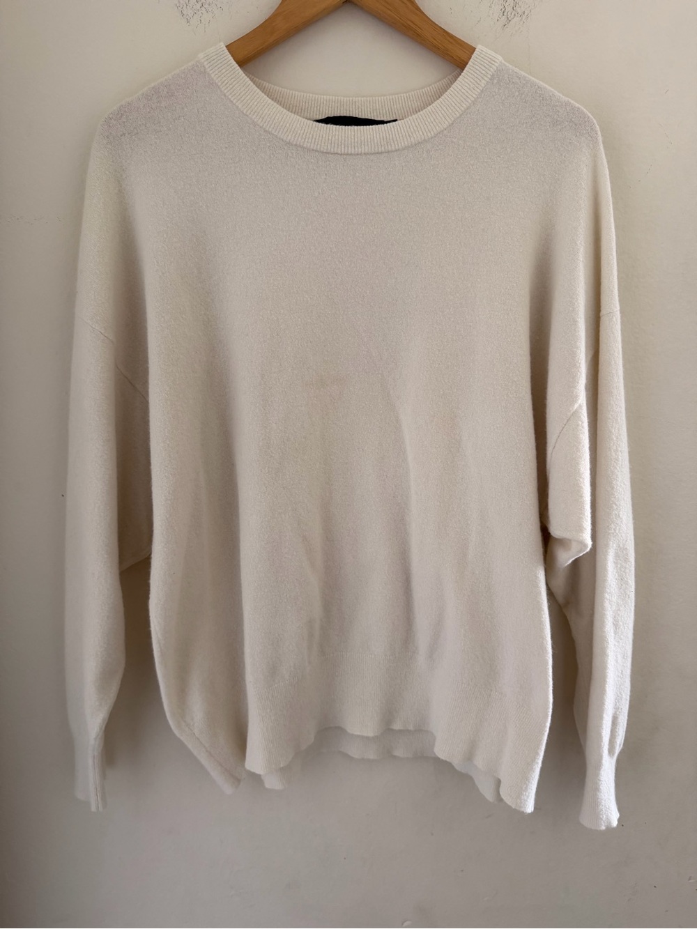 Jenni Kayne Cream Wool Cashmere Blend Crewneck Sweater S Oversized Minimalist